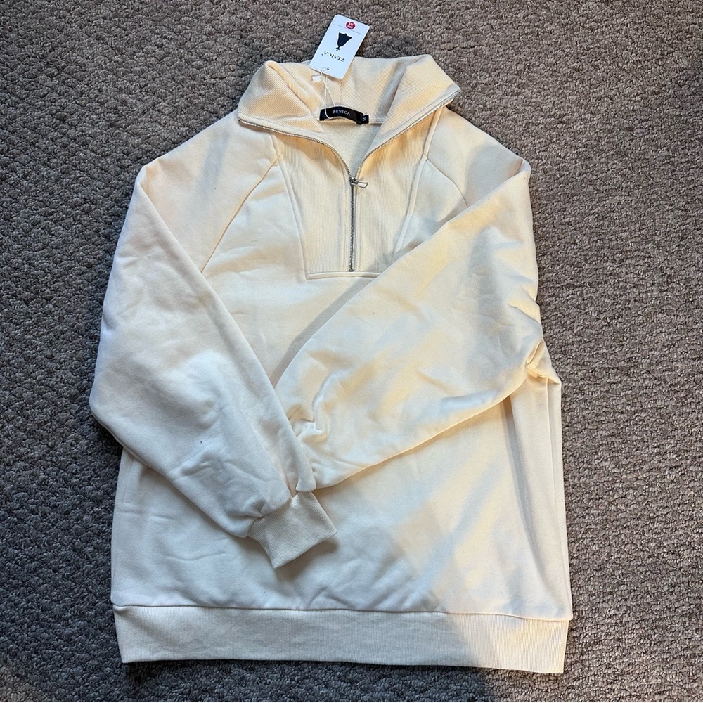 Butter Yellow Quarter-Zip Sweatershirt